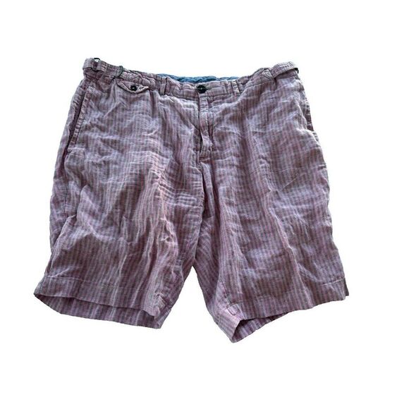 Faconnable Men's Pink Striped Linen Shorts Size 40 Preppy Vacation - Picture 1 of 8